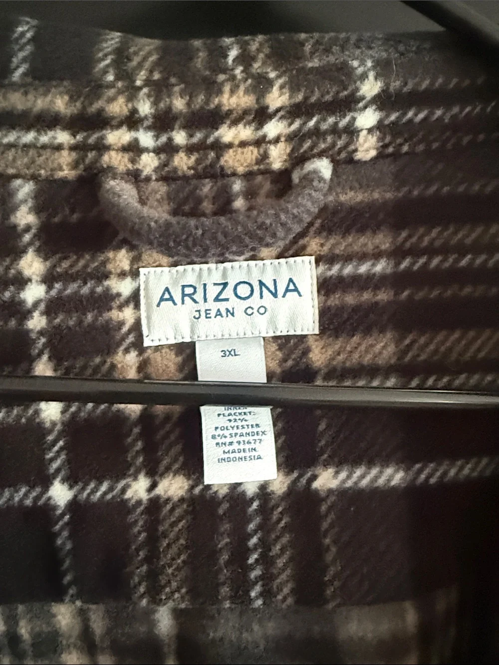 Arizona Jean Company big and tall Black Plaid Shirt Jacket with black & Cream